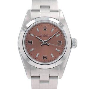 Rolex Oyster perpetual 76080 26mm Salmon Index Arabic Dial Smooth Bezel Oyster